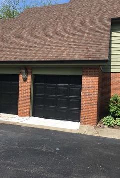 Before & After Solid Stain and  Painted Garage Doors Black in Long Grove, IL (2)
