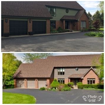 Before & After Solid Stain and  Painted Garage Doors Black in Long Grove, IL (1)