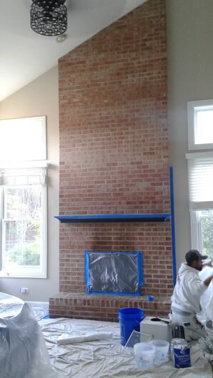 Before & After Whitewashing Brick Fireplace in Green Oaks, IL (1)
